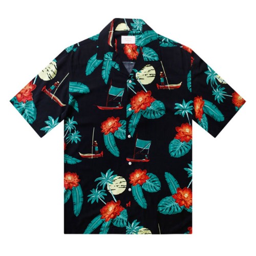 F하와이안-꽃배-블랙 프리미엄 패밀리 하와이안 셔츠 favorite s/s series