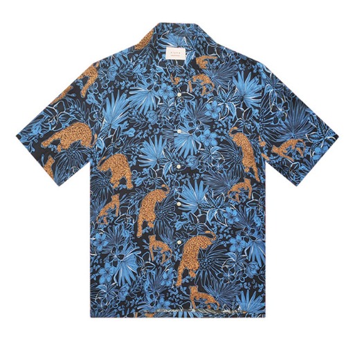 J하와이안-표범-블루 프리미엄 오버핏 하와이안 셔츠 favorite s/s series