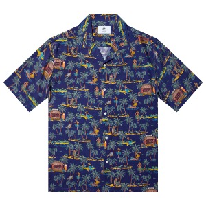 훌라-네이비 프리미엄 오버핏 하와이안 셔츠 favorite s/s series