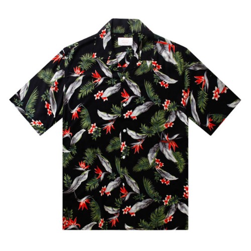 F하와이안-나뭇잎2-블랙 프리미엄 패밀리 하와이안 셔츠 favorite s/s series