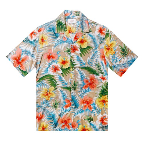 F하와이안-무성한꽃-베이지 프리미엄 패밀리 하와이안 셔츠 favorite s/s series
